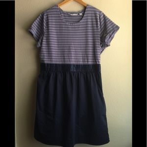 ISAAC MIZRAHI LIVE! DRESS STRIPED TOP SATIN WAIST